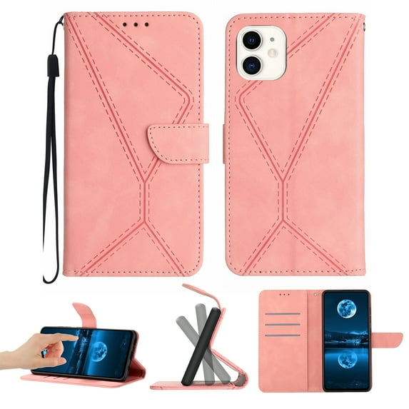 Wallet Case For iPhone 11, RFID Blocking Magnetic Flip Case with Card Slots Holder Kickstand Wrist Strap, PU Leather Folio Shockproof Protective Cover For iPhone 11, Pink