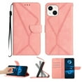 thumbnail image 1 of Wallet Case For iPhone 14, RFID Blocking Magnetic Flip Case with Card Slots Holder Kickstand Wrist Strap, PU Leather Folio Shockproof Protective Cover For iPhone 14, Pink, 1 of 9