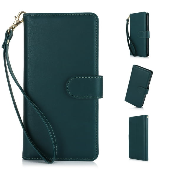 Wallet Case for Galaxy A15, [TPU Shockproof Interior Case] Kickstand [RFID Blocking] Card Slot, Magnetic PU Leather Folio Cover Compatible,Flip Cover with Card Holder,With strap,Green