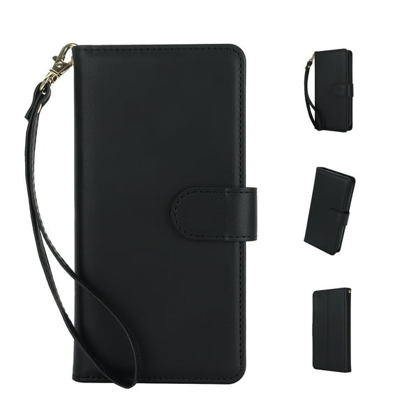 Wallet Case for Galaxy A15, [TPU Shockproof Interior Case] Kickstand [RFID Blocking] Card Slot, Magnetic PU Leather Folio Cover Compatible,With strap,Flip Cover with Card Holder,Black