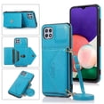 thumbnail image 1 of Wallet Case for Galaxy A22 5G, Detachable Crossbody Lanyard Strap PU Leather+Soft TPU Bumper Magnetic Clasp Back Flip Credit Card Slots Kickstand Cover for Samsung Galaxy A22 5G, Blue, 1 of 9