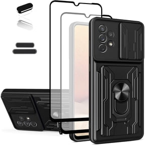Wallet Case for Galaxy A32(5G), Credit Card Slot Sliding Door Hide Portable Design, Heavy Duty Double Layer Cushioned Rubber Bumper Protection Suitable for Galaxy A32(5G) 6.5 Inches Male-Black