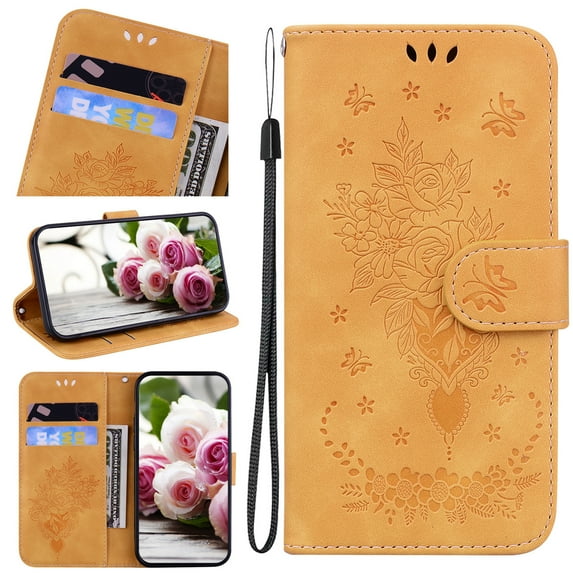 Wallet Case for Galaxy A51 5G, Butterfly Embossed & Cute Flower Patterned PU Leather Magnetic Clasp Flip Stand Card Slots Kickstand with Hand Strap Shockproof Cover For Samsung Galaxy A51 5G,
Yellow