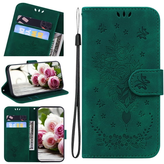Wallet Case for Galaxy A51 5G, Butterfly Embossed & Cute Flower Patterned PU Leather Magnetic Clasp Flip Stand Card Slots Kickstand with Hand Strap Shockproof Cover For Samsung Galaxy A51 5G,
Green