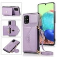 thumbnail image 1 of Wallet Case for Galaxy A51 5G, Detachable Crossbody Lanyard Strap PU Leather+Soft TPU Bumper Magnetic Clasp Back Flip Credit Card Slots Kickstand Cover for Samsung Galaxy A51 5G, Purple, 1 of 8