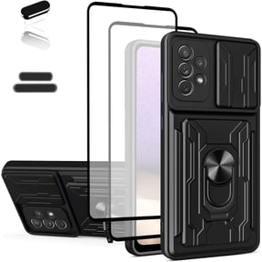 Wallet Case for Galaxy A52(5G), Credit Card Slot Sliding Door Hide Portable Design, Heavy Duty Double Layer Cushioned Rubber Bumper Protection Suitable for Galaxy A52(5G) 6.5 Inches Male-Black