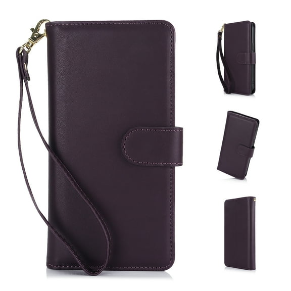 Wallet Case for Galaxy A55, [TPU Shockproof Interior Case] Kickstand [RFID Blocking] Card Slot, Magnetic PU Leather Folio Cover Compatible,With strap,Flip Cover with Card Holder,Darkpurple