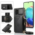 thumbnail image 1 of Wallet Case for Galaxy A71 5G, Detachable Crossbody Lanyard Strap PU Leather+Soft TPU Bumper Magnetic Clasp Back Flip Credit Card Slots Kickstand Cover for Samsung Galaxy A71 5G, Black, 1 of 9