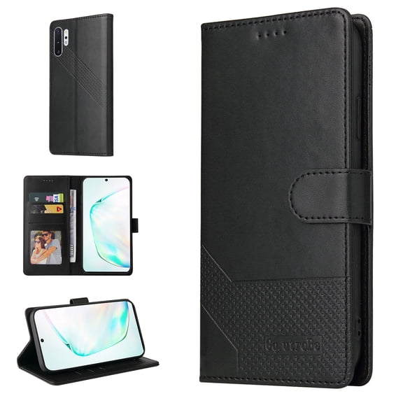 Wallet Case for Galaxy Note 10 Plus Credit Card Holder, [Shockproof Interior Case] Premium PU Leather With Strap Kickstand Magnetic Closure Flip Folding Cover for Samsung Galaxy Note 10 Plus,
Black