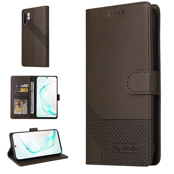 Wallet Case for Galaxy Note 10 Plus Credit Card Holder, [Shockproof Interior Case] Premium PU Leather With Strap Kickstand Magnetic Closure Flip Folding Cover for Samsung Galaxy Note 10 Plus,
Brown