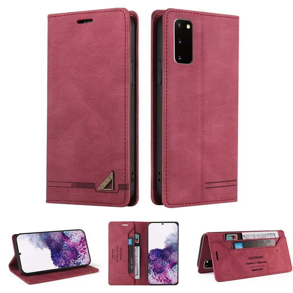 Wallet Case for Galaxy S20 Credit Card Holder,  [RFID Blocking] [Shockproof Interior Case] PU Leather Folio Kickstand Magnetic Flip Folding Cover Compatible with  Samsung Galaxy S20,Red