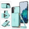 thumbnail image 1 of Wallet Case for Galaxy S21 Plus, Detachable Crossbody Lanyard Strap PU Leather+Soft TPU Bumper Magnetic Clasp Back Flip Credit Card Slots Kickstand Cover for Samsung Galaxy S21 Plus, Mint, 1 of 10