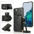thumbnail image 1 of Wallet Case for Galaxy S21 Plus, Detachable Crossbody Lanyard Strap PU Leather+Soft TPU Bumper Magnetic Clasp Back Flip Credit Card Slots Kickstand Cover for Samsung Galaxy S21 Plus, Black, 1 of 10