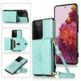 thumbnail image 1 of Wallet Case for Galaxy S21 Ultra, Detachable Crossbody Lanyard Strap PU Leather+Soft TPU Bumper Magnetic Clasp Back Flip Credit Card Slots Kickstand Cover for Samsung Galaxy S21 Ultra, Mint, 1 of 10