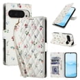 thumbnail image 1 of Wallet Case for Google Pixel 10 / 10 Pro / 9 / 9 Pro, Flower PU Leather Durable Phone Case Kickstand Flip Case with Card Slots Wrist Strap Pattern Magnetic Closure Protective Case - A, 1 of 9