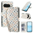 thumbnail image 1 of Wallet Case for Google Pixel 10 / 10 Pro / 9 / 9 Pro, Flower PU Leather Durable Phone Case Kickstand Flip Case with Card Slots Wrist Strap Pattern Magnetic Closure Protective Case - B, 1 of 9