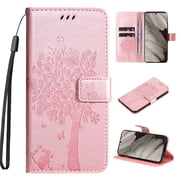Wallet Case for Google Pixel 10 / 10 Pro, PU Leather Flip Protective Phone Case Wrist Strap Card Slots Holder Cash Pocket Embossed Stand Shockproof Case for Google Pixel 10 / 10 Pro, Rosegold