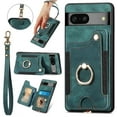 thumbnail image 1 of Wallet Case for Google Pixel 6, 360 Ring Holder Stand with Card Holder Premium Retro Leather Shockproof RFID Blocking Magnetic Clasp Hand Strap for Women Men for Google Pixel 6, Green, 1 of 14