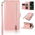 thumbnail image 1 of Wallet Case for Google Pixel 6, 5 Card Slots Magnetic Closure Zipper Pocket Handbag PU Leather Flip Case with Wrist Strap TPU Kickstand Full Protection Cover - Rose Gold, 1 of 9
