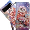 thumbnail image 1 of Wallet Case for Google Pixel 6, Colorful Painted Premium PU Leather Cute Flip Cover with Card Holder & Kickstand Phone Case for Google Pixel 6 Color Owl, 1 of 14