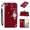 thumbnail image 1 of Wallet Case For Google Pixel 6, Embossed Owl Bling Diamond Premium PU Leather [Folio Flip][Kickstand][Card Slots][Wrist Strap][Kickstand]Phone Cover For Google Pixel 6, Winered, 1 of 7