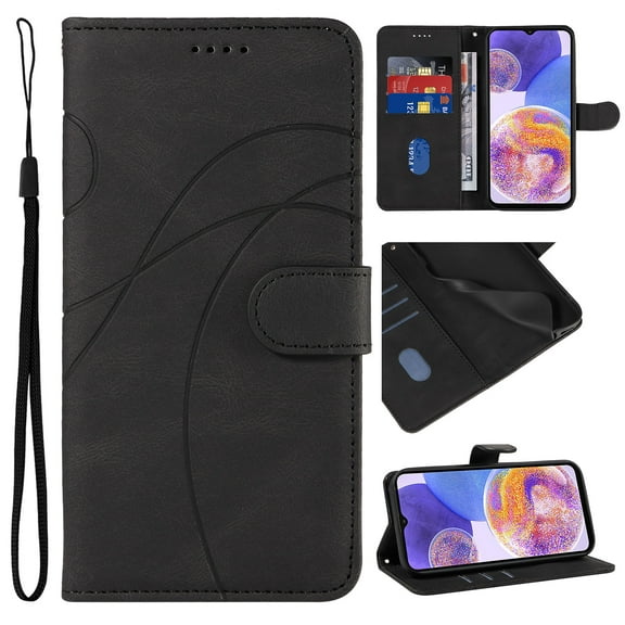 Wallet Case for Google Pixel 6, Premium Vintage PU Leather Magnetic Closure Handbag Pocket Kickstand Card Holder Slots with Wrist Strap TPU Shockproof Flip Case Cover - Black