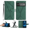 thumbnail image 1 of Wallet Case For Google Pixel 6 Pro, RFID Blocking Magnetic Flip Case with Card Slots Holder Kickstand Wrist Strap, PU Leather Folio Shockproof Protective Cover For Google Pixel 6 Pro, Green, 1 of 9