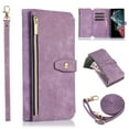 thumbnail image 1 of Wallet Case for For Google Pixel 6 Pro with Zipper Pouch,Magnetic PU Leather Flip Folio Stand Card Slot with Hand Strap and Cross Body Strap Case Cover for For Google Pixel 6 Pro, Purple, 1 of 9