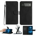 thumbnail image 1 of Wallet Case For Google Pixel 6, RFID Blocking Magnetic Flip Case with Card Slots Holder Kickstand Wrist Strap, PU Leather Folio Shockproof Protective Cover For Google Pixel 6, Black, 1 of 9