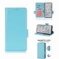 thumbnail image 1 of Wallet Case for Google Pixel 6A, Soft Silicone Lychee Pattern PU Leather Shockproof Flip Cover with Card Slots Holder Magnetic Clasp Lock Drop Resistant Kickstand Phone Case,Cyanblue, 1 of 5