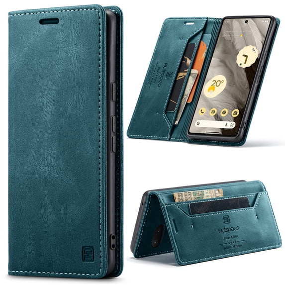 Wallet Case for Google Pixel 7, Full Body Protection Vintage PU Leather Card Slots Magnetic Kickstand Classic Business Rugged Phone Case Cover for Google Pixel 7, Blue