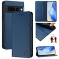 thumbnail image 1 of Wallet Case for Google Pixel 7 Pro with Card Holder, Business Premium PU Leather Flip RFID Blocking Wallet Case with Wrist Strap Kickstand Protective Cover for Google Pixel 7 Pro, Darkblue, 1 of 12