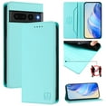 thumbnail image 1 of Wallet Case for Google Pixel 7 Pro with Card Holder, Business Premium PU Leather Flip RFID Blocking Wallet Case with Wrist Strap Kickstand Protective Cover for Google Pixel 7 Pro, Mint, 1 of 12