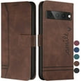 thumbnail image 1 of Wallet Case for Google Pixel 7 Pro, Google Pixel 7 Pro Case with Card Holder Leather Flip Case with Kickstand Magnetic Full Protection Compatible with Google Pixel 7 Pro Smile Brown, 1 of 14