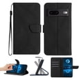 thumbnail image 1 of Wallet Case For Google Pixel 7A, RFID Blocking Magnetic Flip Case with Card Slots Holder Kickstand Wrist Strap, PU Leather Folio Shockproof Protective Cover For Google Pixel 7A, Black, 1 of 9