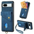 thumbnail image 1 of Wallet Case for Google Pixel 7A, Retro Premium Leather Credit Card Holder RFID Blocking Case with Wrist Strap Stand Magnetic Clasp Flip Anti-Scratch Cover for Google Pixel 7A, Blue, 1 of 7