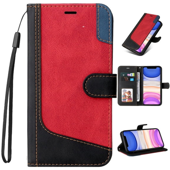 Wallet Case for Google Pixel 8, Buisiness Luxury PU Leather Credit Card Slots Holder Kickstand Magnetic Clasp Phone Cover with Soft Silicone Inner Shockproof Drop Resistant Case, Black