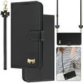 thumbnail image 1 of Wallet Case For Google Pixel 8 Crossbody Strap & Short Hand Strap with RFID Blocking Credit Card Slots, Cute Bow Design Flip PU Leather Stand Magnetic Closure Phone Cover,Black, 1 of 12