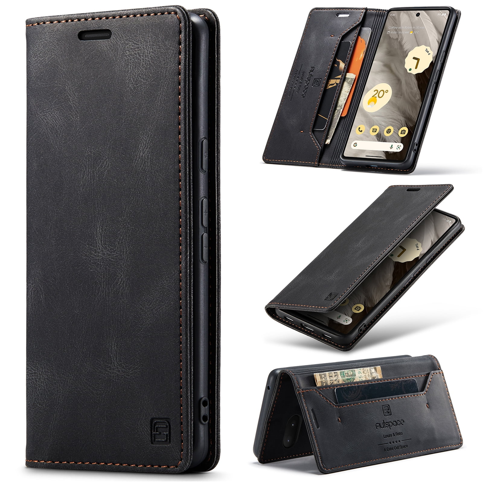 Custodia Portafoglio Con Magnete Per Google Pixel 8 Pro – Pelle PU, Slot Carte E Supporto, Colore Nero - 5