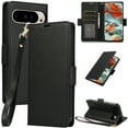 thumbnail image 1 of Wallet Case for Google Pixel 8 with [RFID Blocking] Card Holder Kickstand with Lanyard,Magnetic Clasp PU Flip Leather Shockproof Full-body Phone Case for Google Pixel 8,Black, 1 of 7