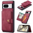 thumbnail image 1 of Wallet Case for Google Pixel 8, Retro PU Leather Shockproof Phone Case Magnetic Snap Back Cover Detachable with Card Holder Pocket Wallet Stand for Google Pixel 8, Red, 1 of 7