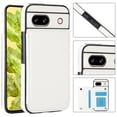 thumbnail image 1 of Wallet Case for Google Pixel 8A with Card Holder, Back Folio Flip Premium PU Leather Kickstand Card Slots Case, Double Strong Magnetic Clasp Durable Shockproof Phone Case,White, 1 of 10