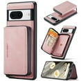 thumbnail image 1 of Wallet Case for Google Pixel 8a, Removeable Zipper Pocket Back Case with Card Holder, PU Leather Drop Protective Cover Case with Kickstand for Google Pixel 8a, Pink, 1 of 7