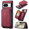 thumbnail image 1 of Wallet Case for Google Pixel 8a, Removeable Zipper Pocket Back Case with Card Holder, PU Leather Drop Protective Cover Case with Kickstand for Google Pixel 8a, Red, 1 of 7