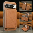 thumbnail image 1 of Wallet Case for Google Pixel 9 / 9 Pro Compatible with MagSafe for Men Women, Detachable Magnetic Flip Zipper Wallet with RFID Blocking Card Slots Shockproof Rugged Anti-fall Phone Case,Brown, 1 of 10