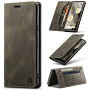 Wallet Case for Google Pixel 9 / 9 Pro, Full Body Protection Vintage PU Leather Card Slots Magnetic Kickstand Classic Business Rugged Phone Case Cover for Google Pixel 9 / 9 Pro, Coffee