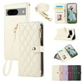 thumbnail image 1 of Wallet Case for Google Pixel 9 / Pixel 9 Pro, Crossbody Shoulder Strap + Hand Wrist Stylish PU Leather Flip Folio Cover Stand Cards Holder Zipper Pocket RFID Blocking Phone Case, Beige, 1 of 8