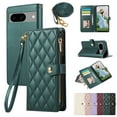 thumbnail image 1 of Wallet Case for Google Pixel 9 / Pixel 9 Pro, Crossbody Shoulder Strap + Hand Wrist Stylish PU Leather Flip Folio Cover Stand Cards Holder Zipper Pocket RFID Blocking Phone Case, Green, 1 of 8