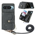thumbnail image 1 of Wallet Case for Google Pixel 9 Pro XL, Adjustable Detachable Crossbody Zipper Purse Case with Card Holder & Kickstand, PU Leather Flip Folio Case for Google Pixel 9 Pro XL, Black, 1 of 9