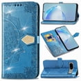 thumbnail image 1 of Wallet Case for Google Pixel 9 Pro XL, Glitter PU Leather Magnetic Closure Handbag Embossed Case Kickstand Card Holder Slots with Wrist Strap TPU Shockproof Flip Cover RFID Blocking, Blue, 1 of 11